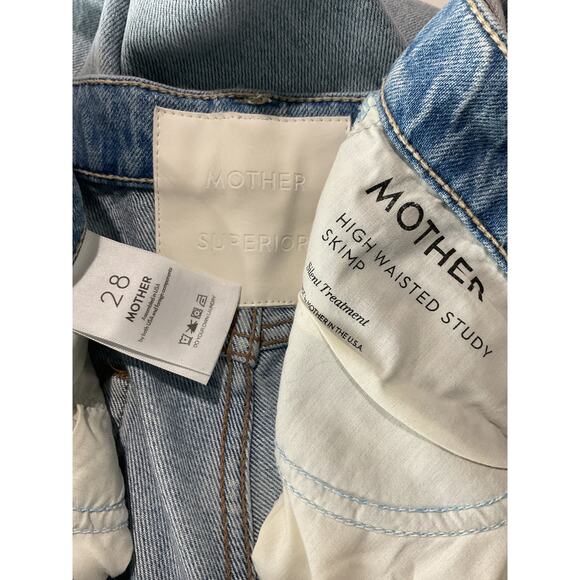 Mother High Waisted 'Study' Blue Cotton Skimp Denim Jean Size 28 - Picture 4 of 6